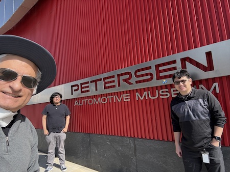 Roca, Torres, & Zhao pictured outside Petersen Auto Museum
